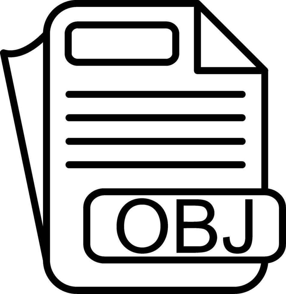 OBJ File Format Line Icon vector