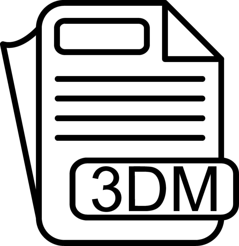3DM File Format Line Icon vector