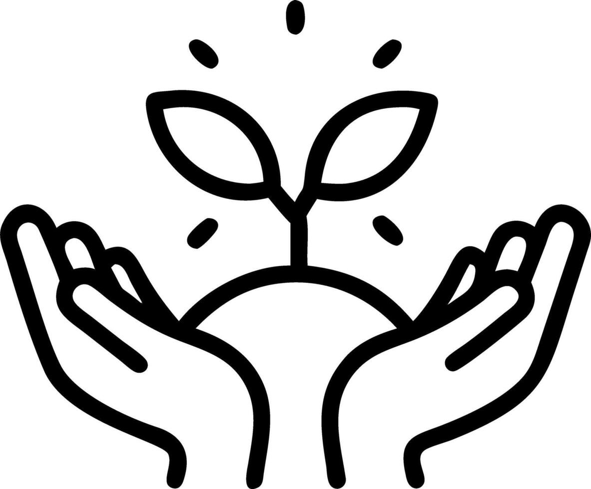 Abstract Hands Holding Seedling vector