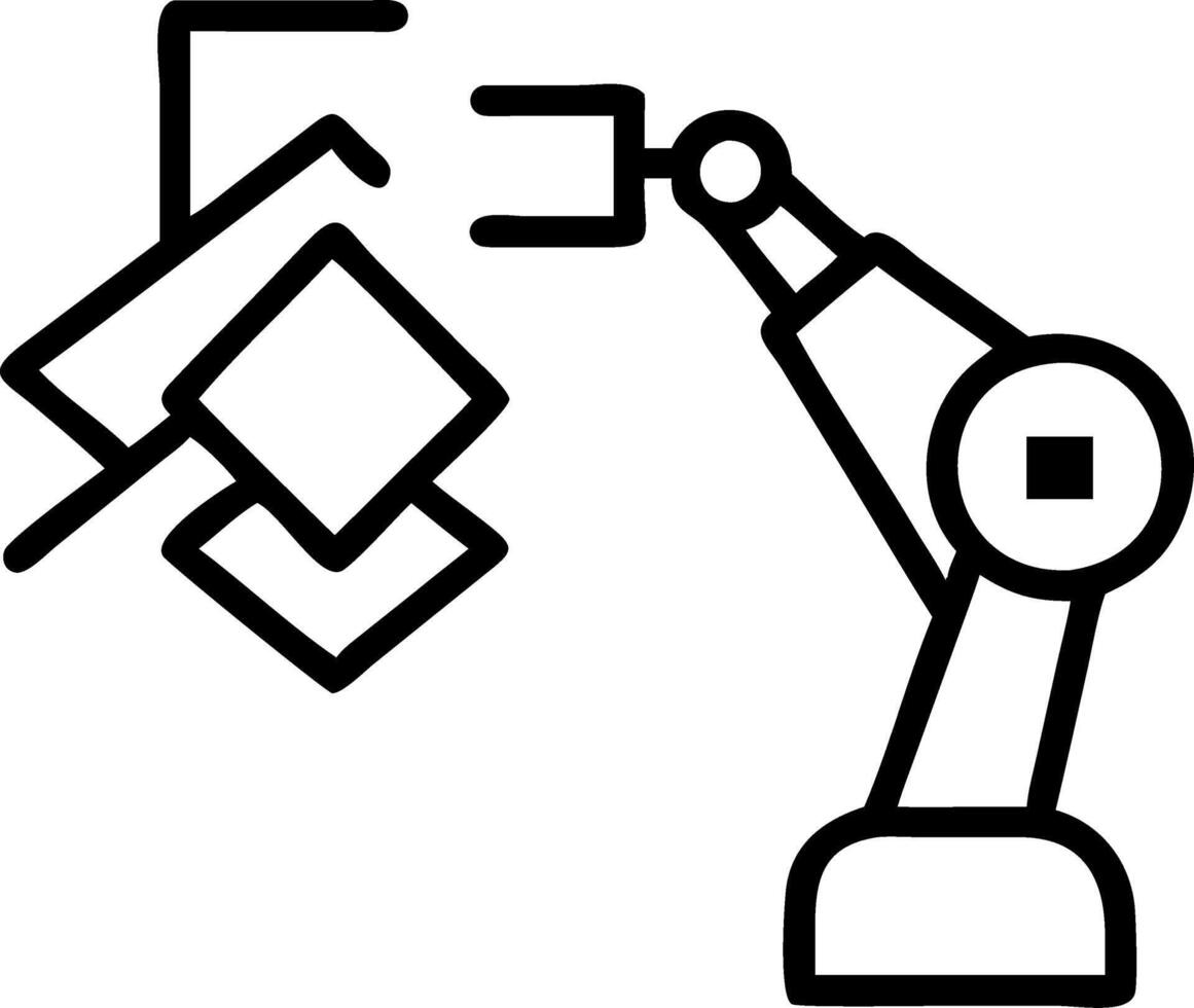 Abstract robotic arm with holographic interface on an isolated white background vector