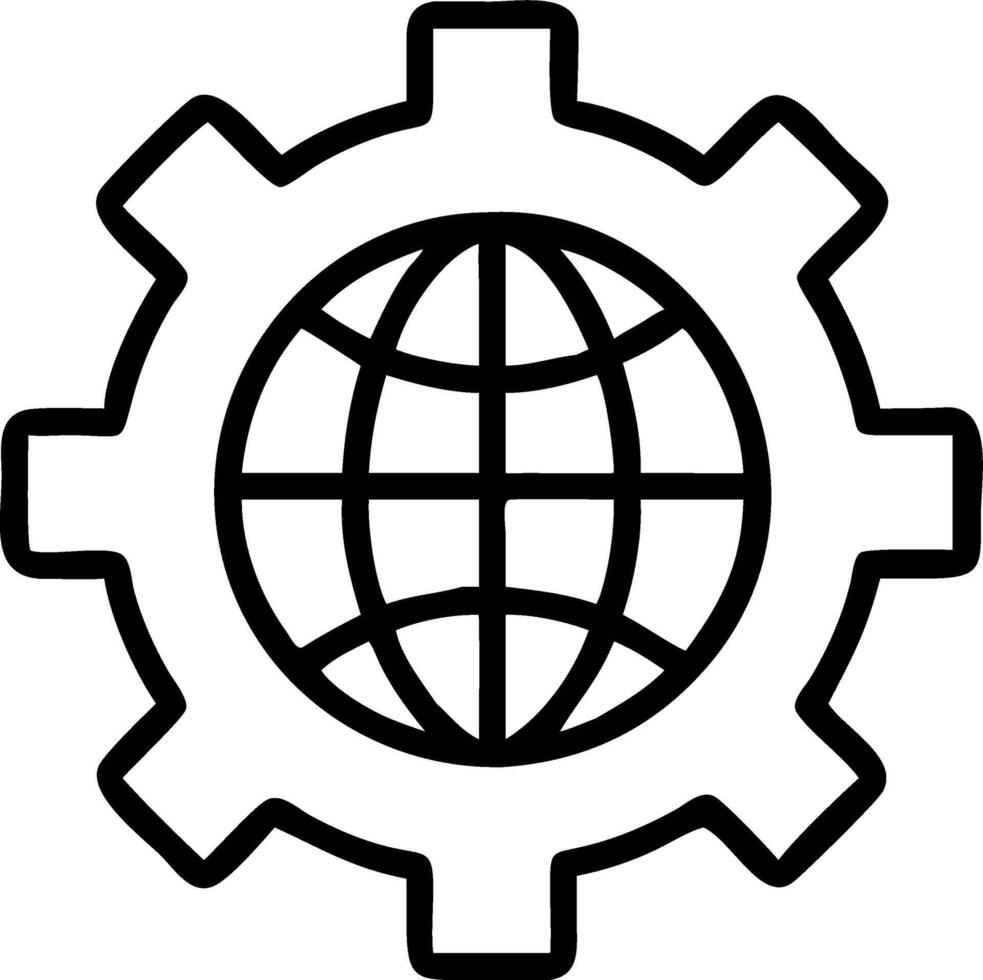 Abstract of a globe and gears with the word Global vector