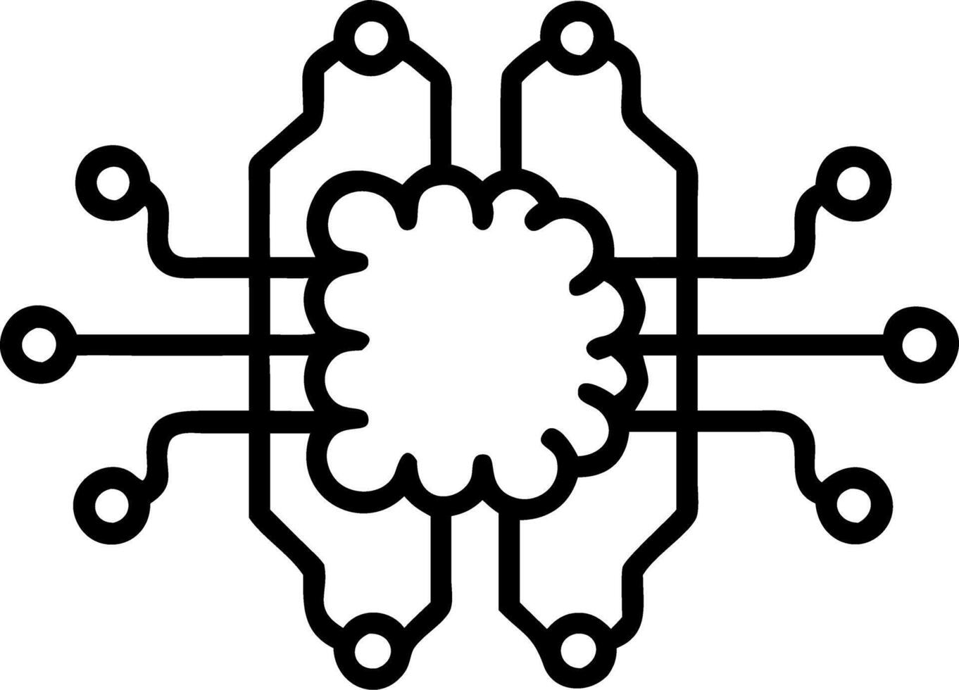 AI chip border with neural pathways and copy space vector