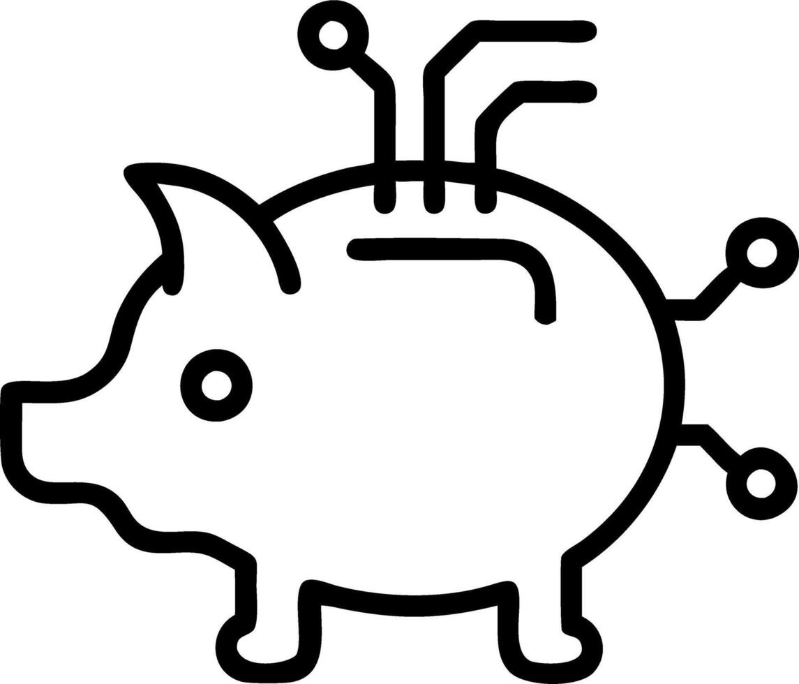 AI Circuitry and Piggy Bank vector