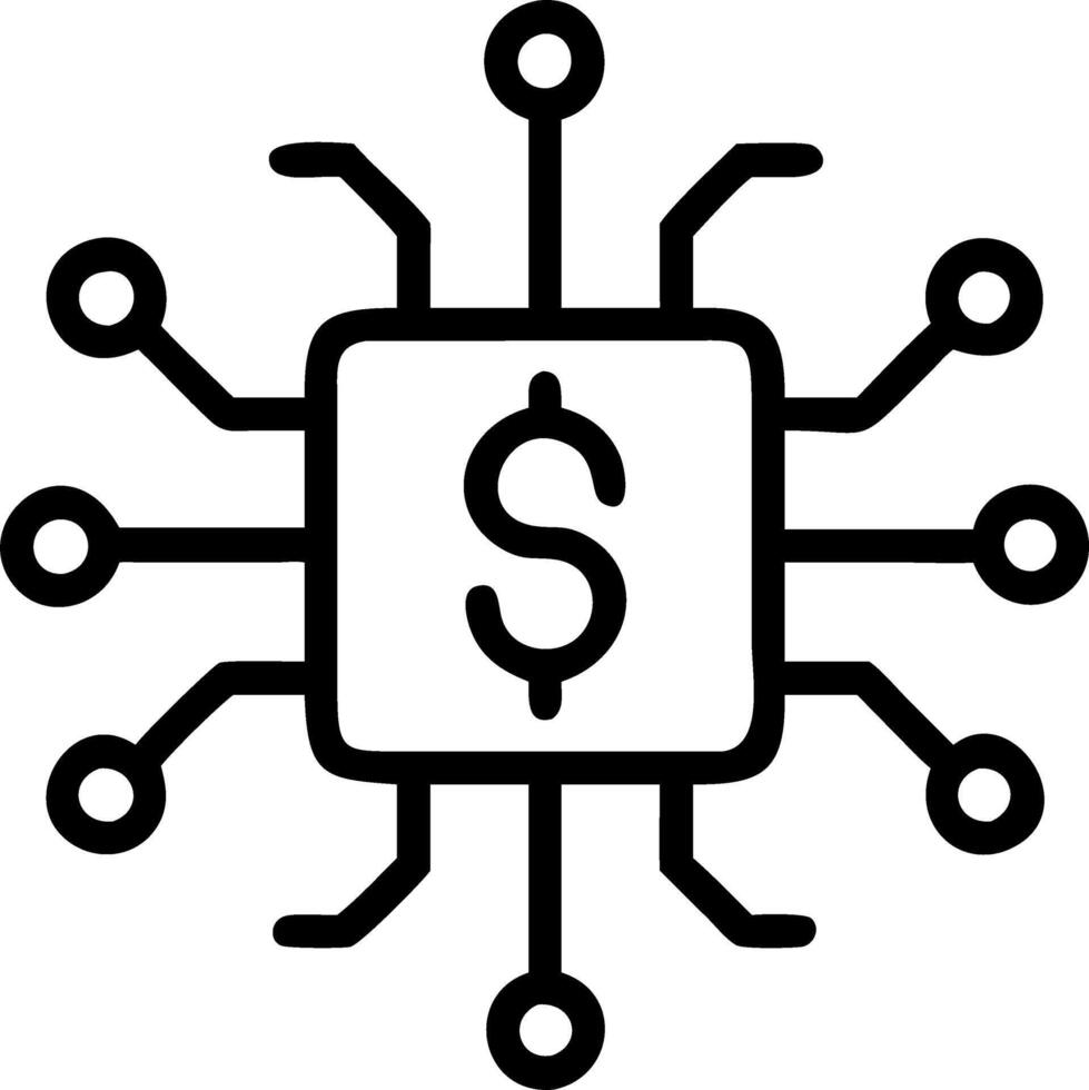 AI Circuit Board with Dollar Symbol vector