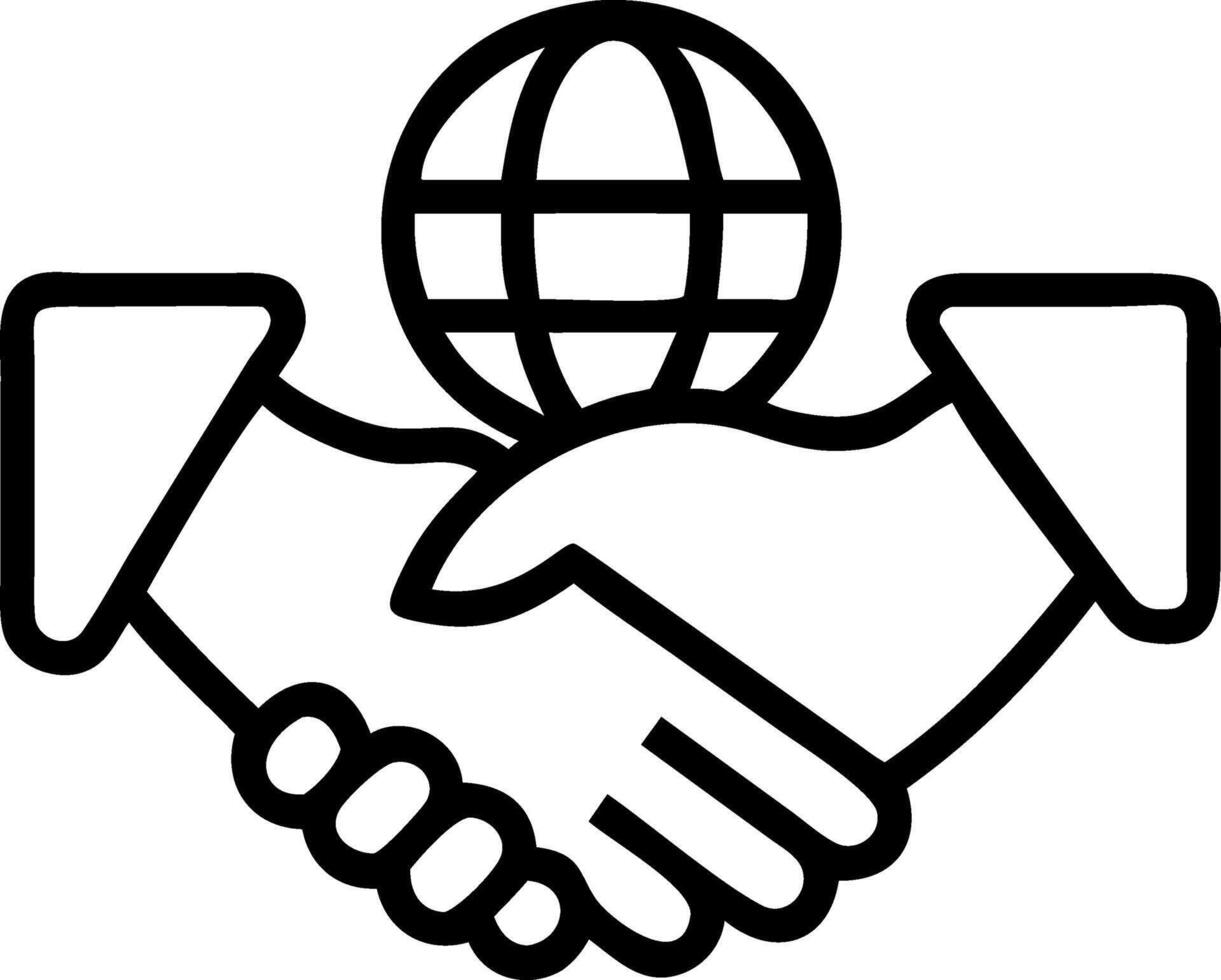 Border frame with handshake and globe for Partnership and copy space vector