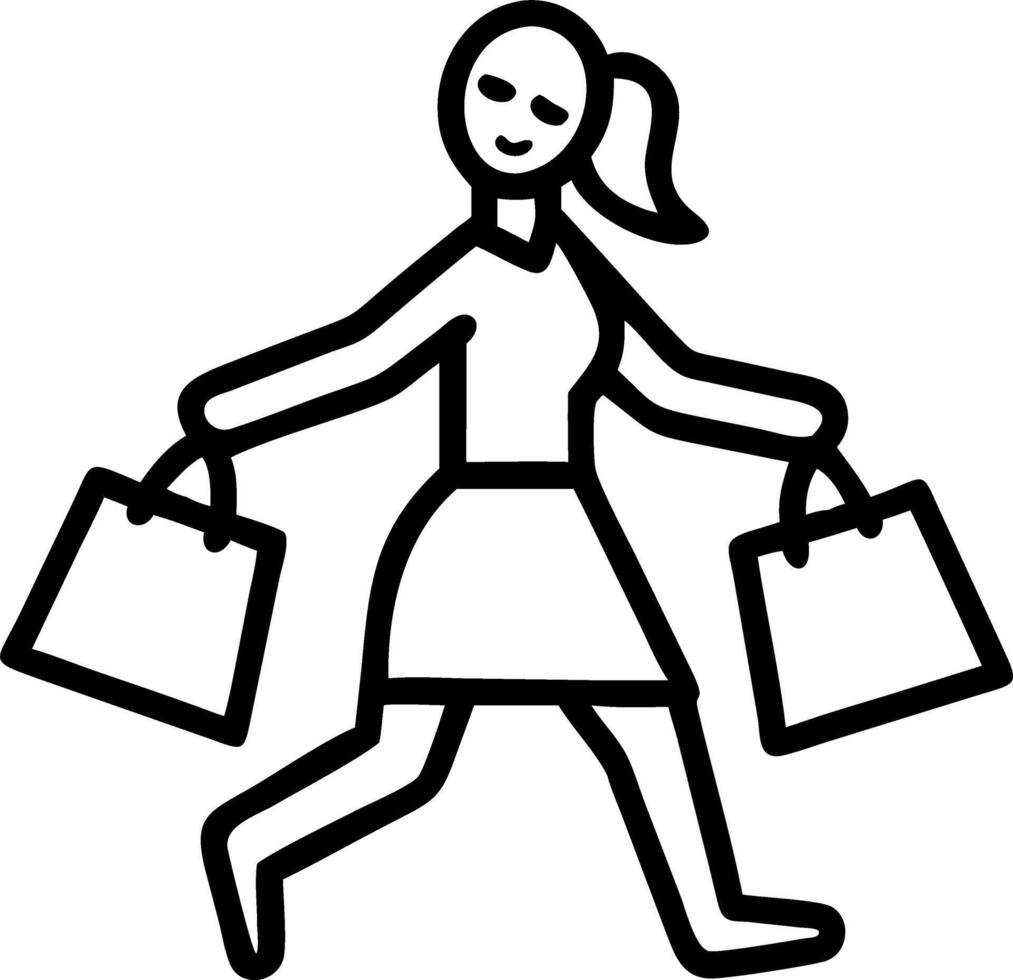 Candid Shopper with Shopping Bags vector