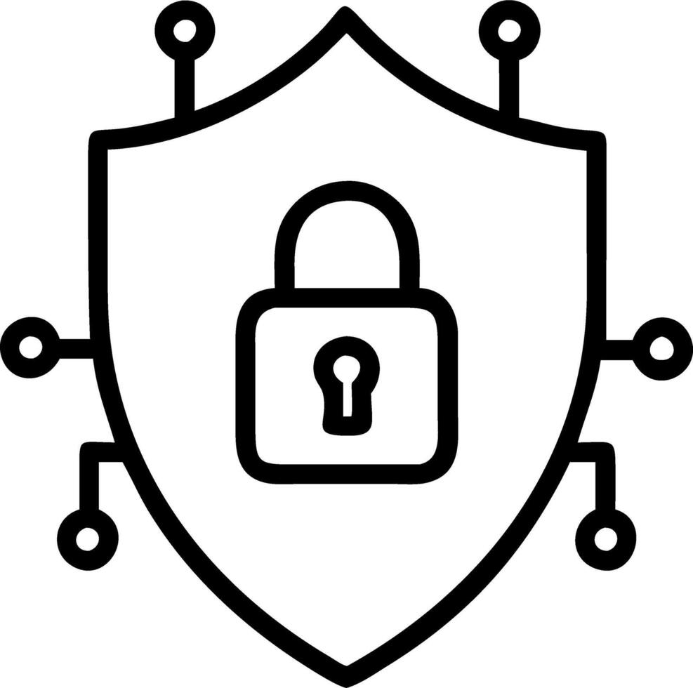 Cybersecurity shield border with glowing lock and copy space vector