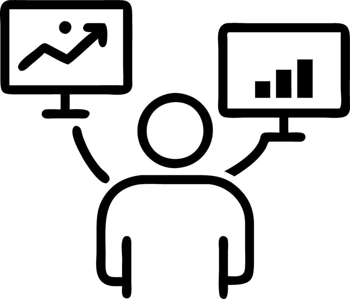 Data scientist candidly analyzing big data with interactive software vector