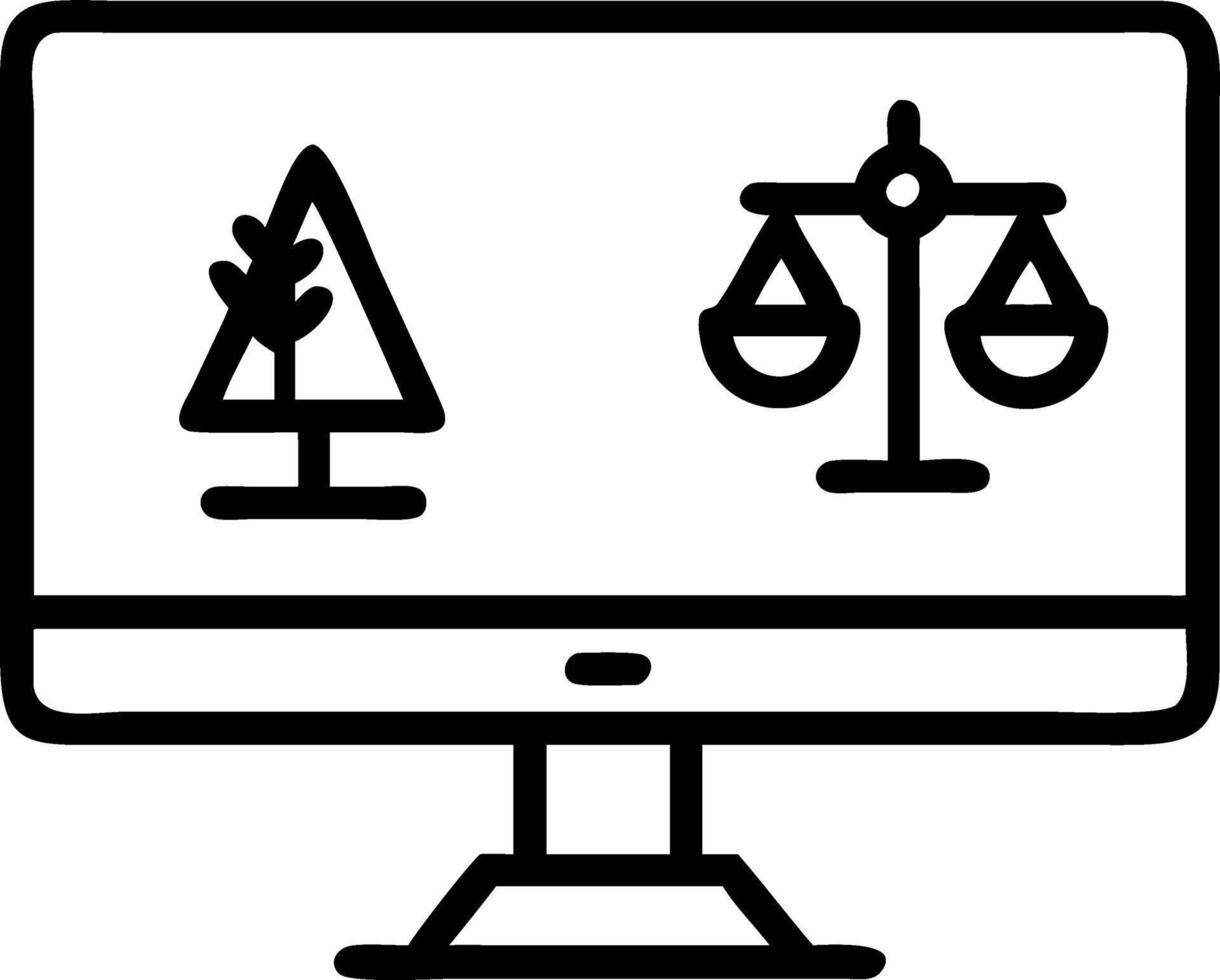 Desktop Monitor with Holographic Scale and Tree vector