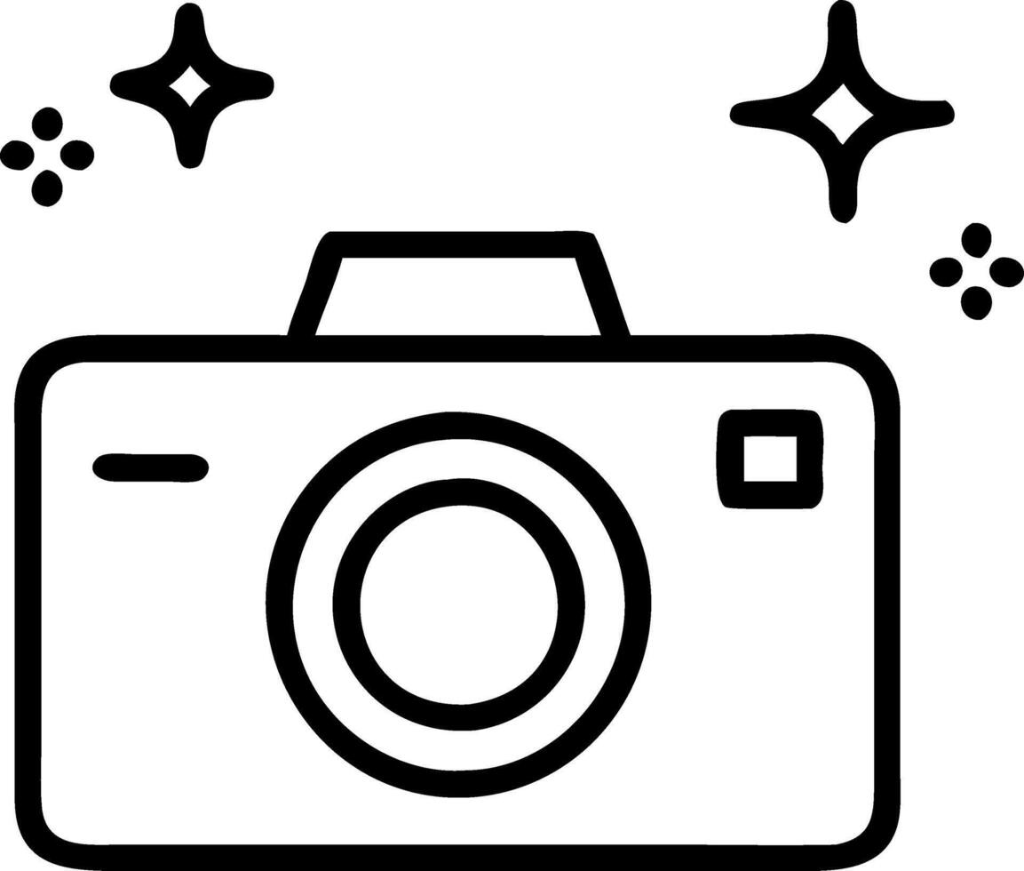 Digital camera with holographic settings display copy space at the top vector