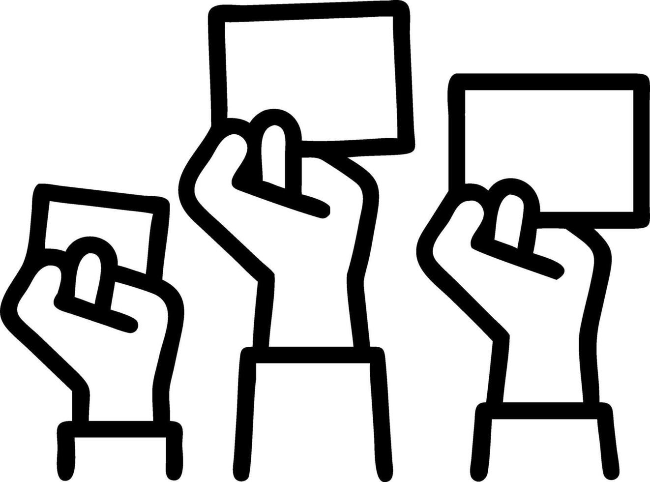 Diverse hands raising voting cards vector