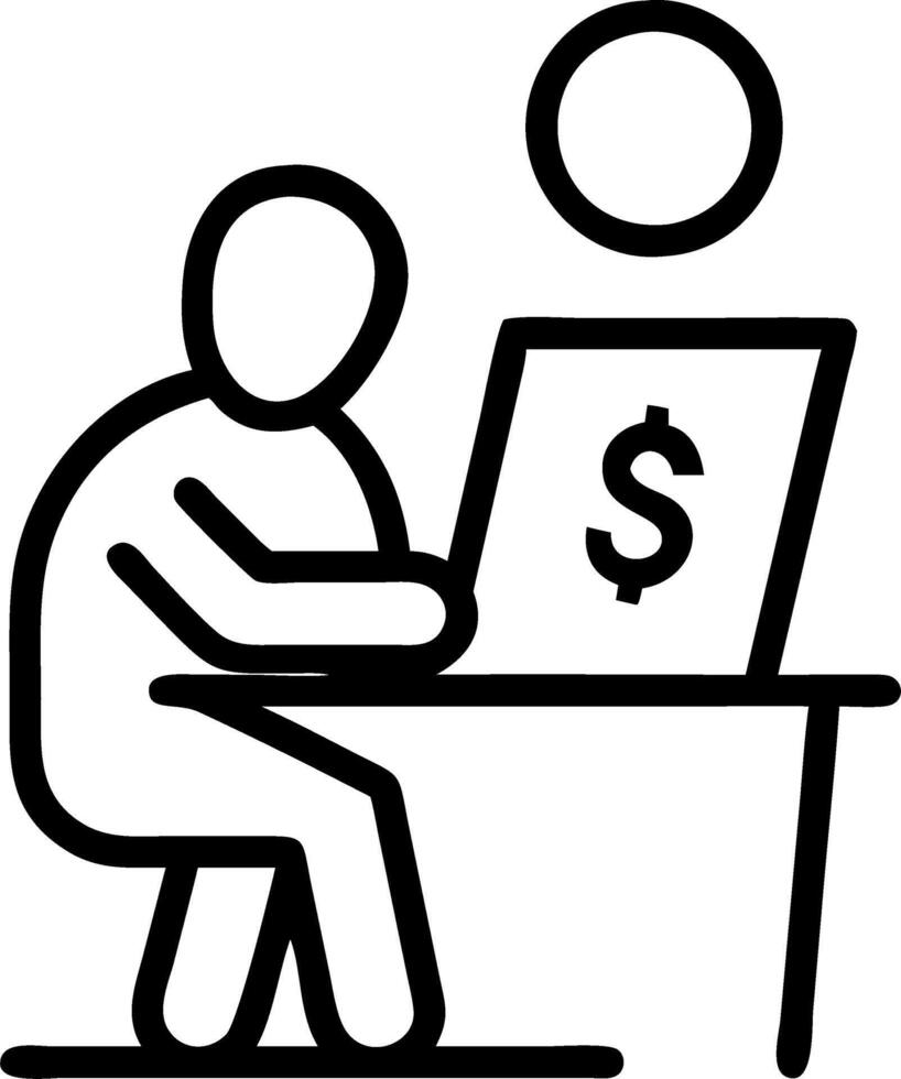Financial officer sitting at a desk reviewing quarterly earnings reports vector