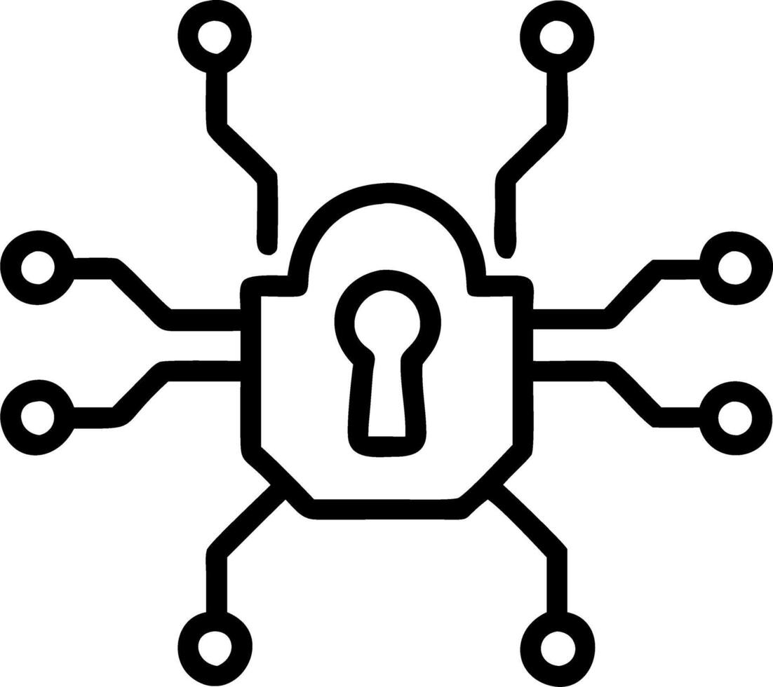 Floating digital lock with glowing keyhole on an isolated white background vector