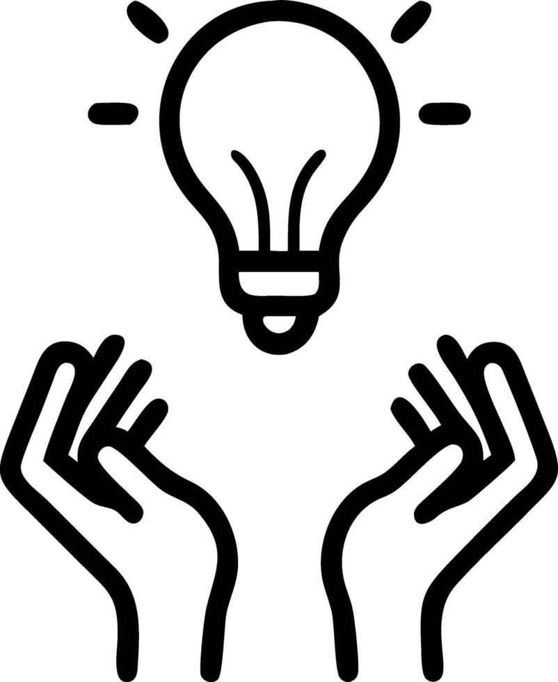 Floating Hands Reaching for Light Bulb vector