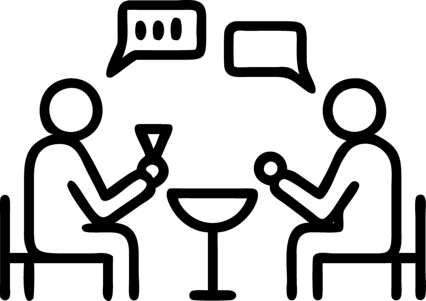 Friends chatting and laughing over a round of cocktails at a rooftop bar vector