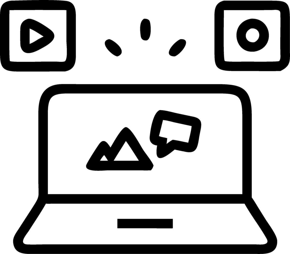Glossy laptop with holographic branding icons and campaign metrics vector