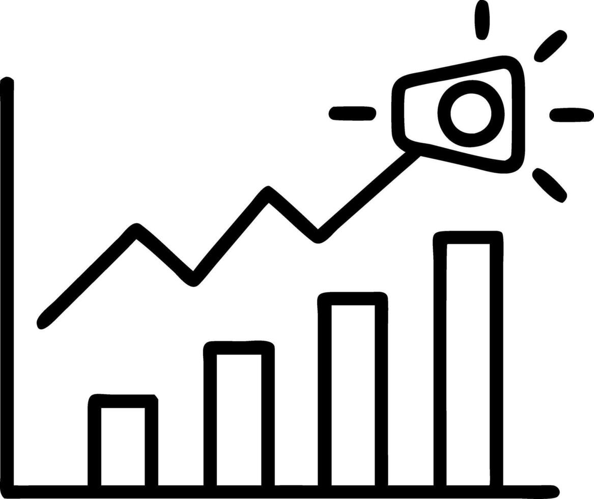 Glowing abstract bar chart with rising data streams vector