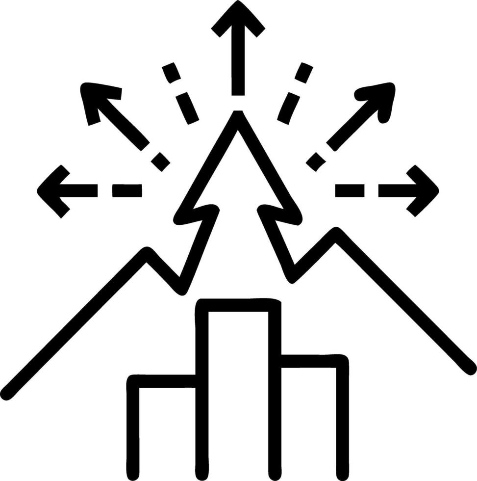 Glowing abstract arrow pointing upward with financial data streams vector