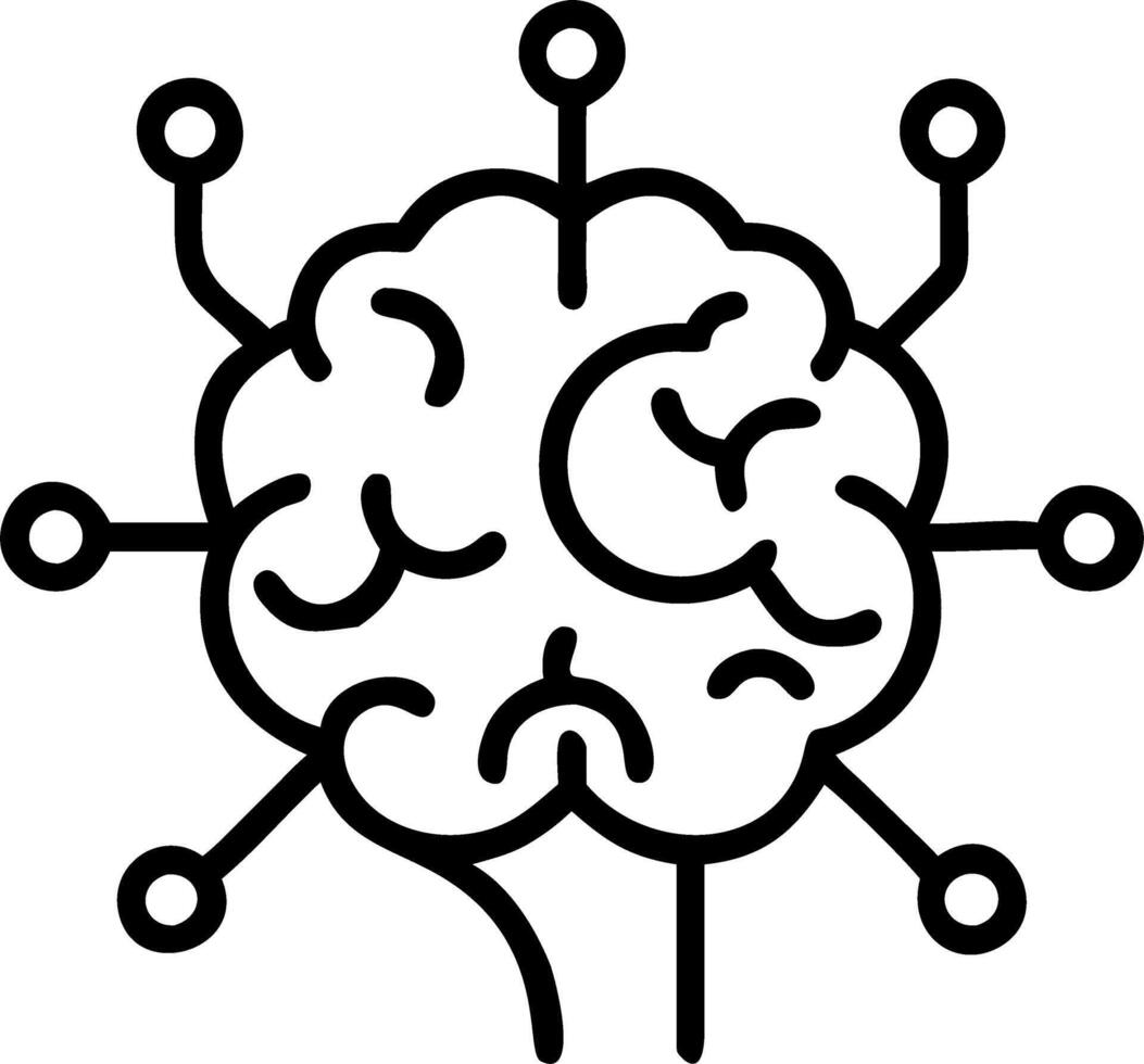 Glowing abstract brain with neural connections representing AI driven management vector