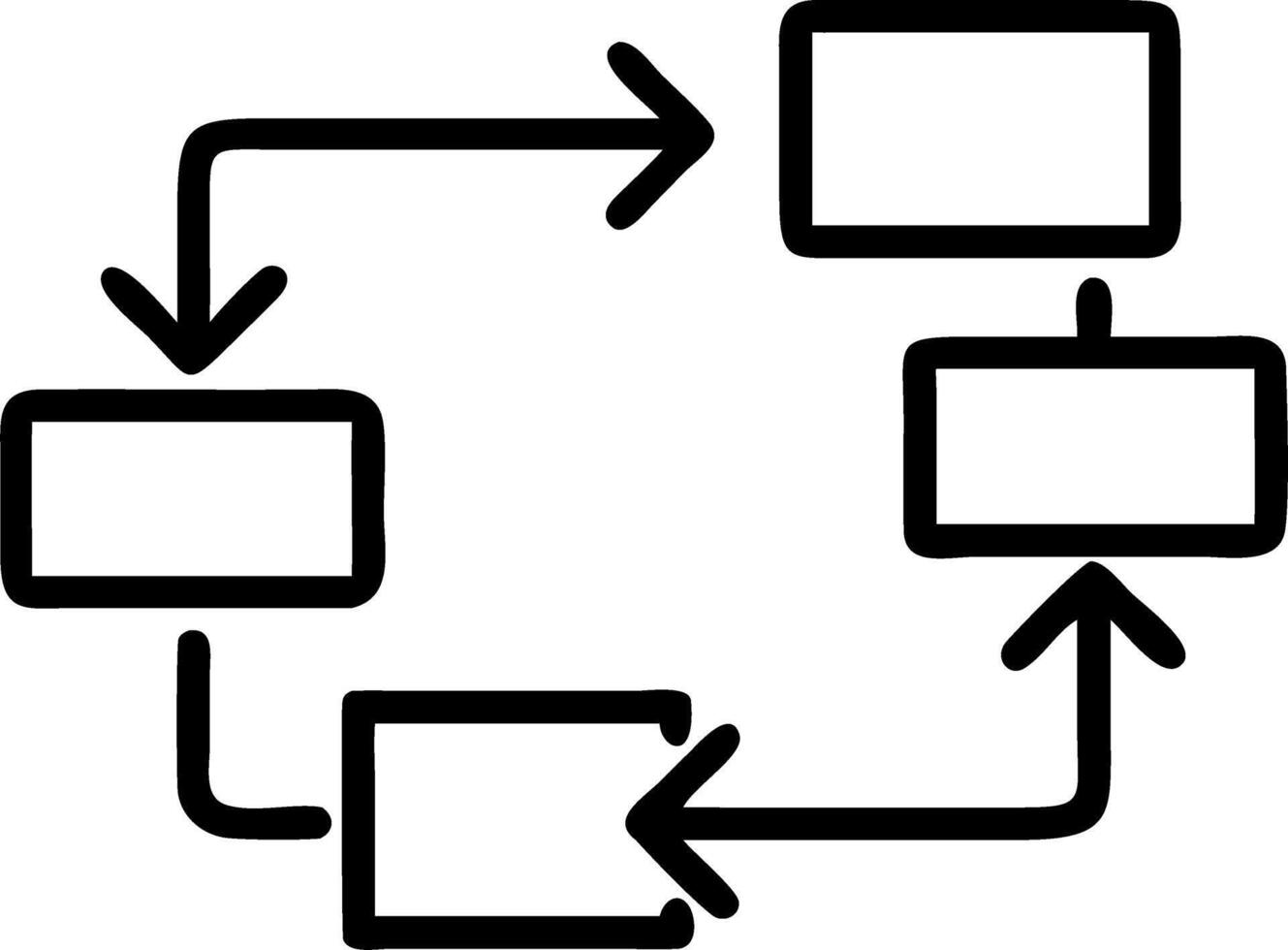 Glossy workflow diagram with arrows and processes vector