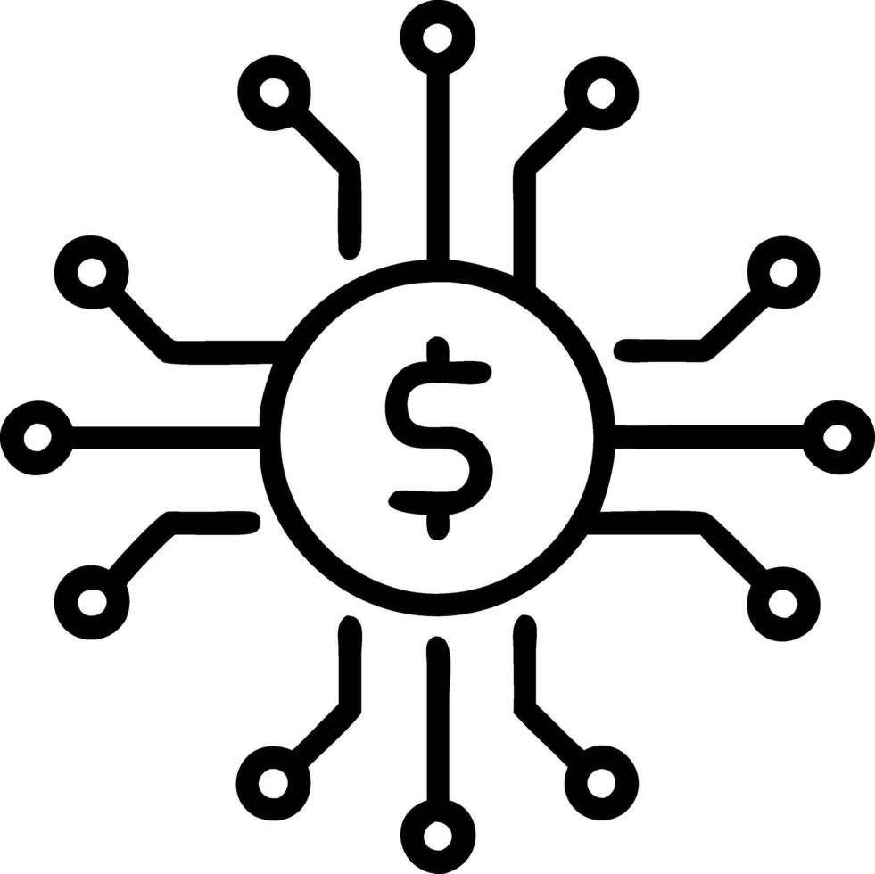Glowing abstract circuit board with financial symbols embedded vector