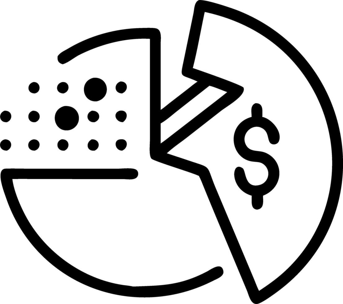 Glowing abstract data streams forming a financial pie chart vector