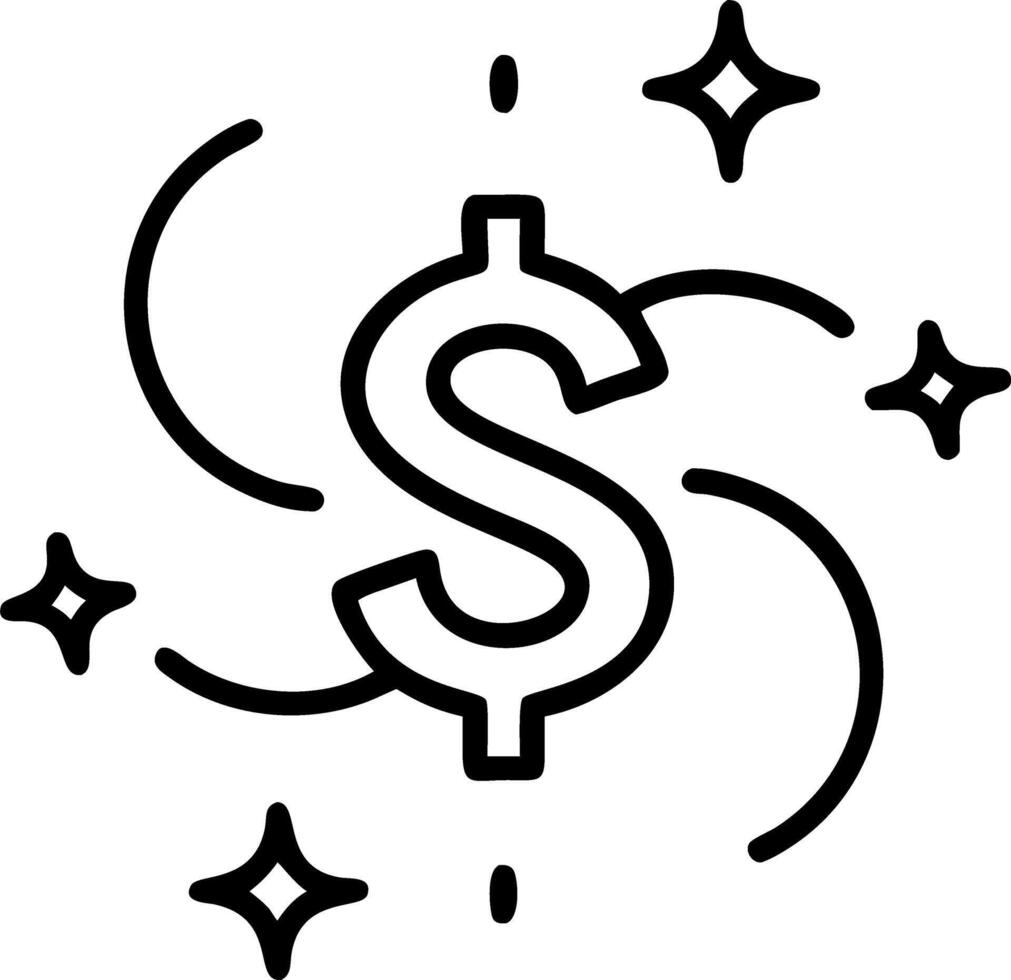 Glowing abstract dollar sign surrounded by swirling data streams vector