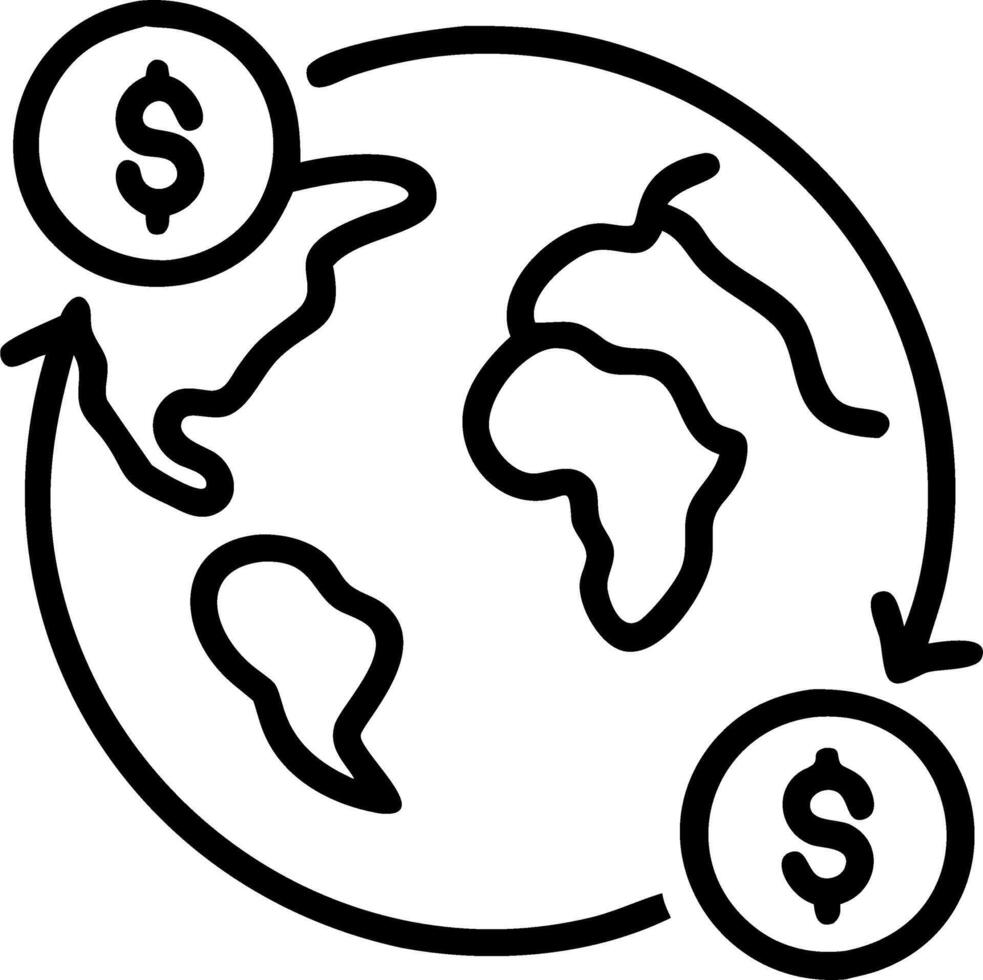 Glowing abstract globe with currency symbols orbiting around vector