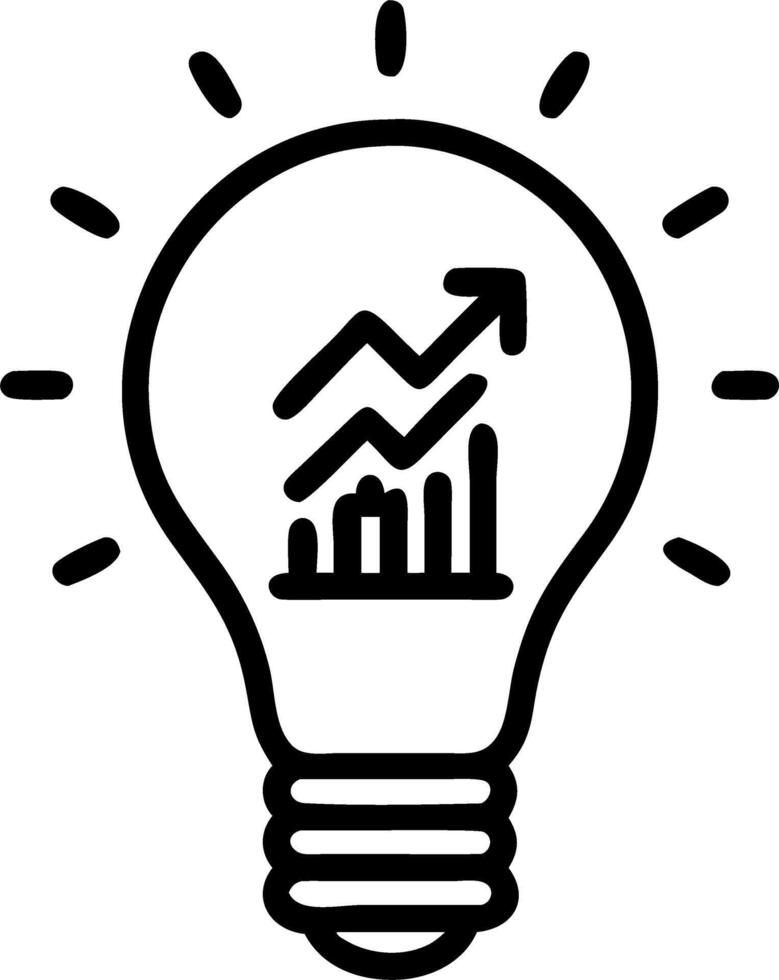 Glowing abstract light bulb with financial graphs inside vector
