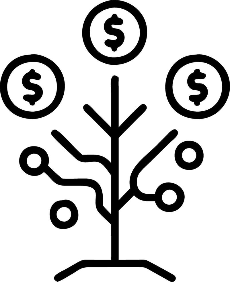 Glowing abstract money tree with digital roots and currency symbols vector