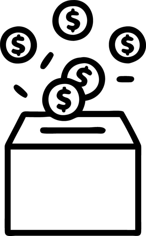 Holographic ballot box with fundraising coins vector