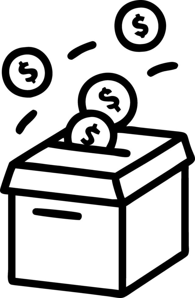 Holographic ballot box with fundraising coins vector