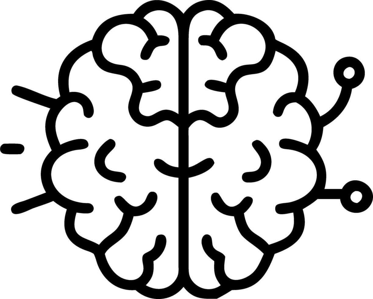 Holographic brain with glowing white neurons vector