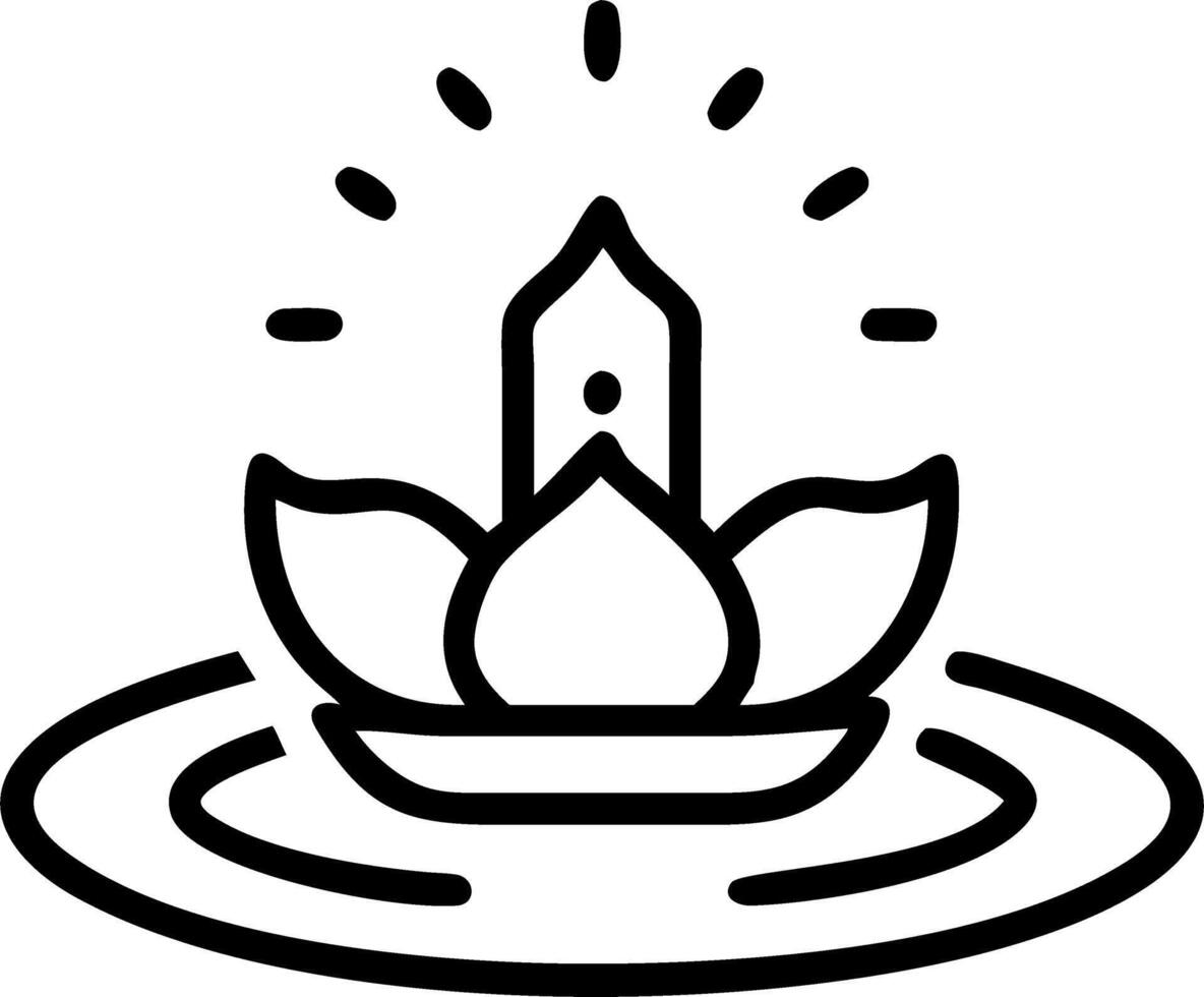 Holographic Loy Krathong with Glowing Elements and Water Reflections vector