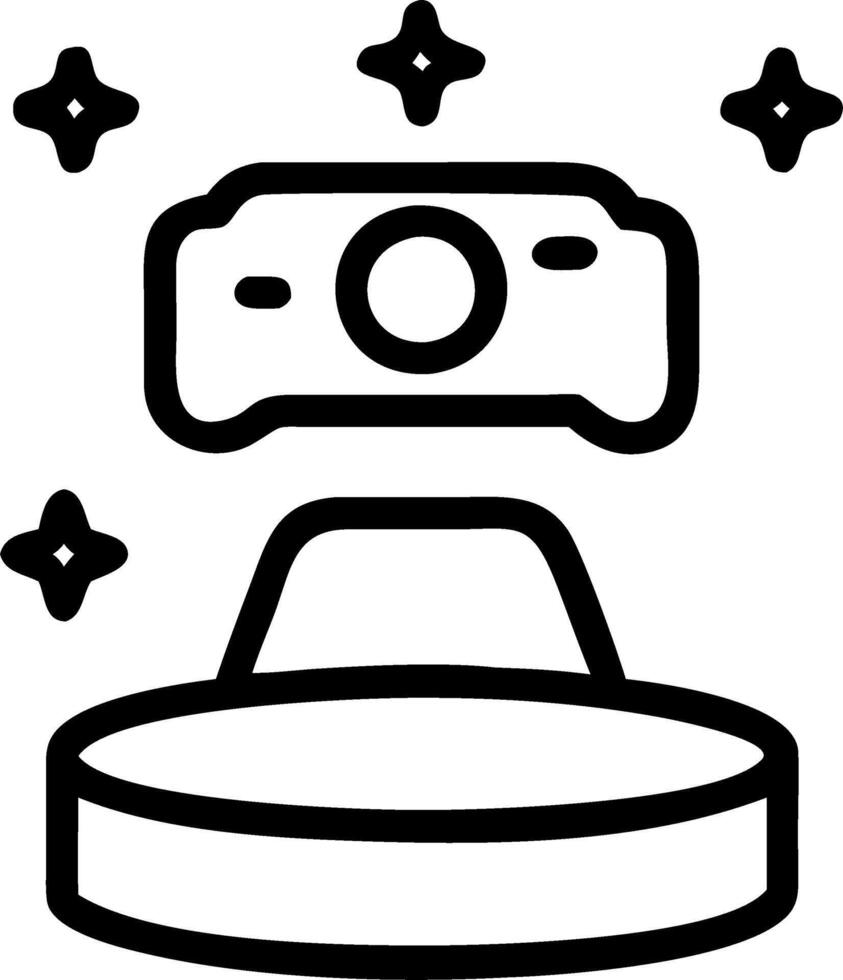 Holographic VR headset with floating game controls and copy space vector