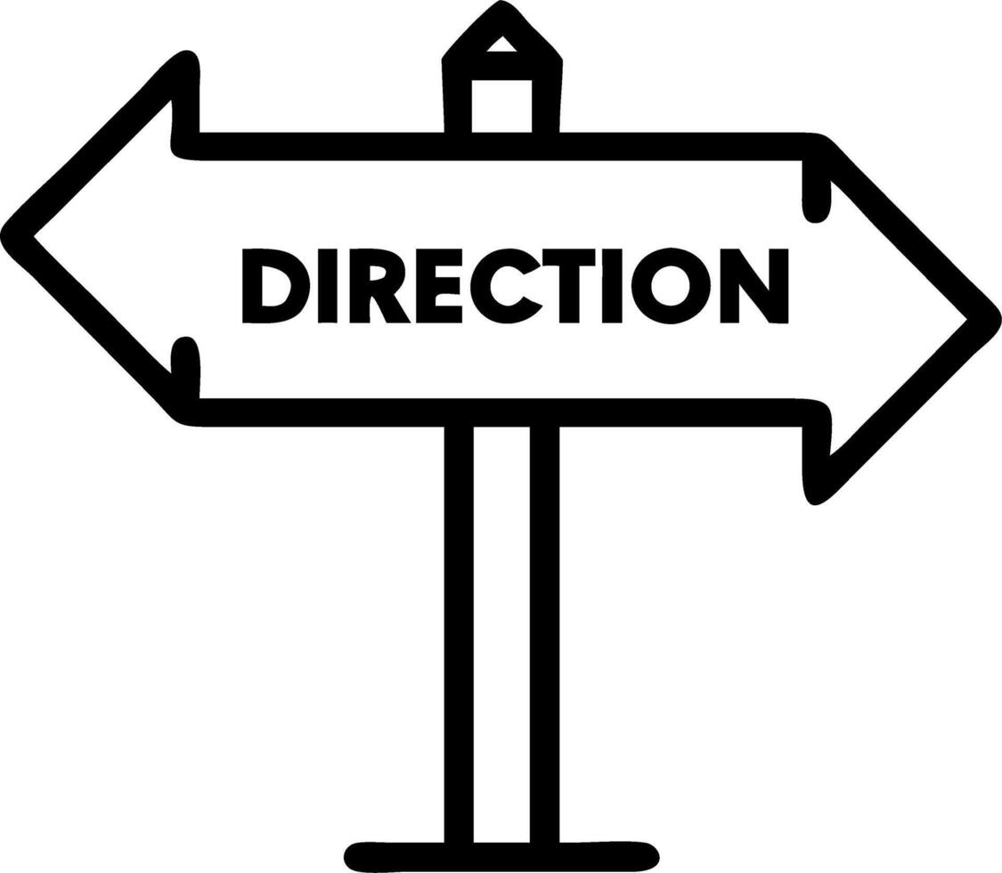 Isolated of a road sign and arrow with the word Direction vector