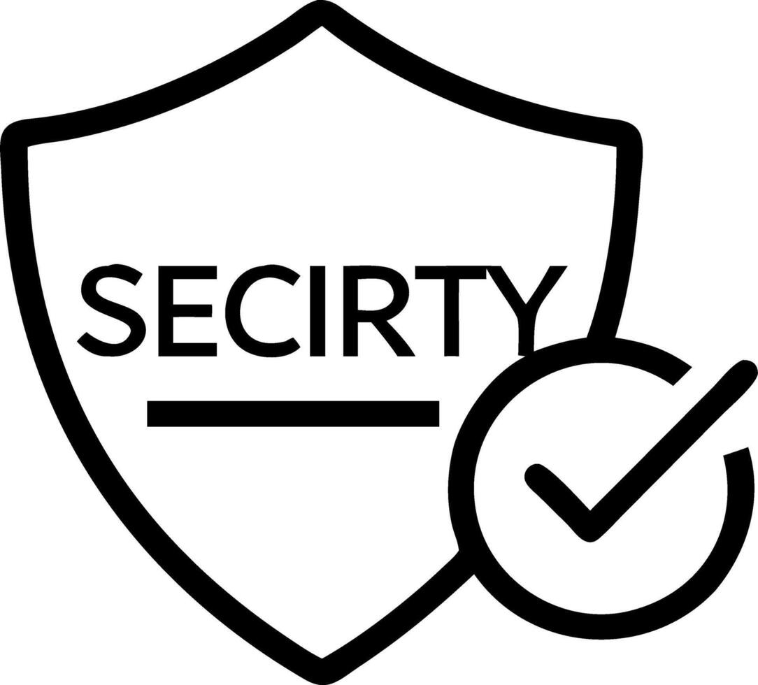 Isolated of a shield and tick mark with the word Security vector