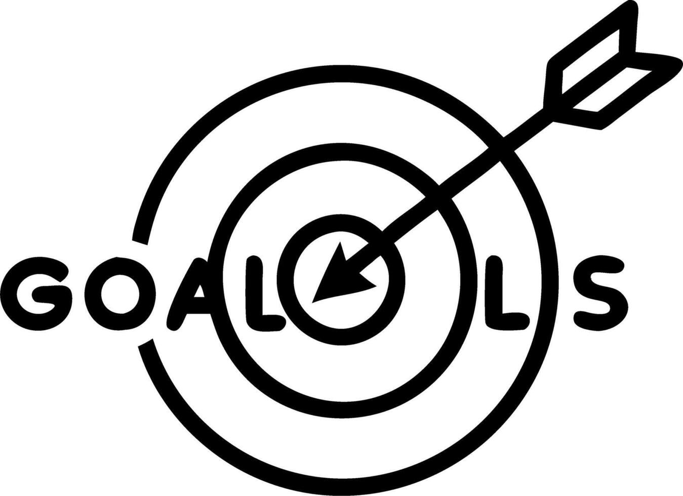 Isolated of a target and arrow with the word Goals vector