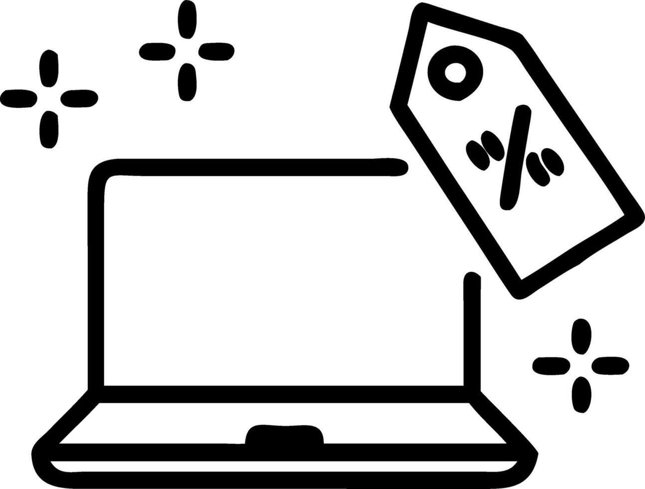 Laptop with holographic offer signs vector
