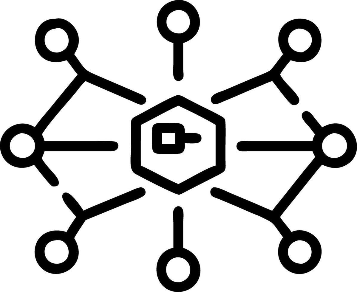 Levitation of a digital network with connected nodes on an isolated white background vector