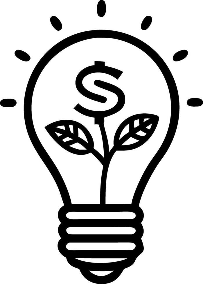 Lightbulb filled with coins and growth sprout vector