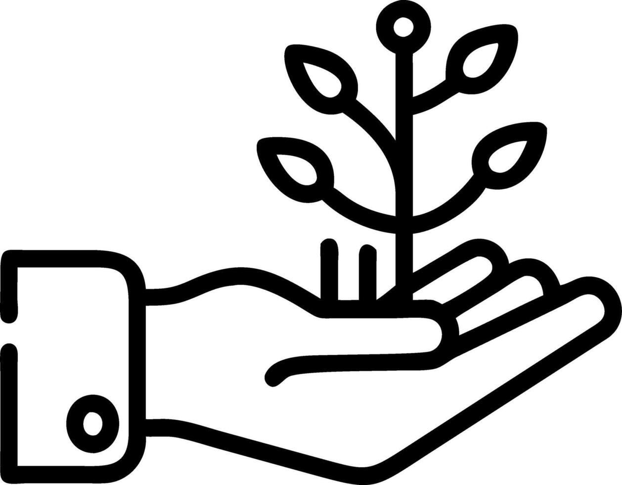 Macro of Hand Touching Growing Digital Plant vector