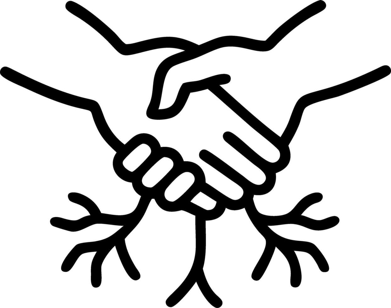 Macro of Roots Intertwining with Hands vector