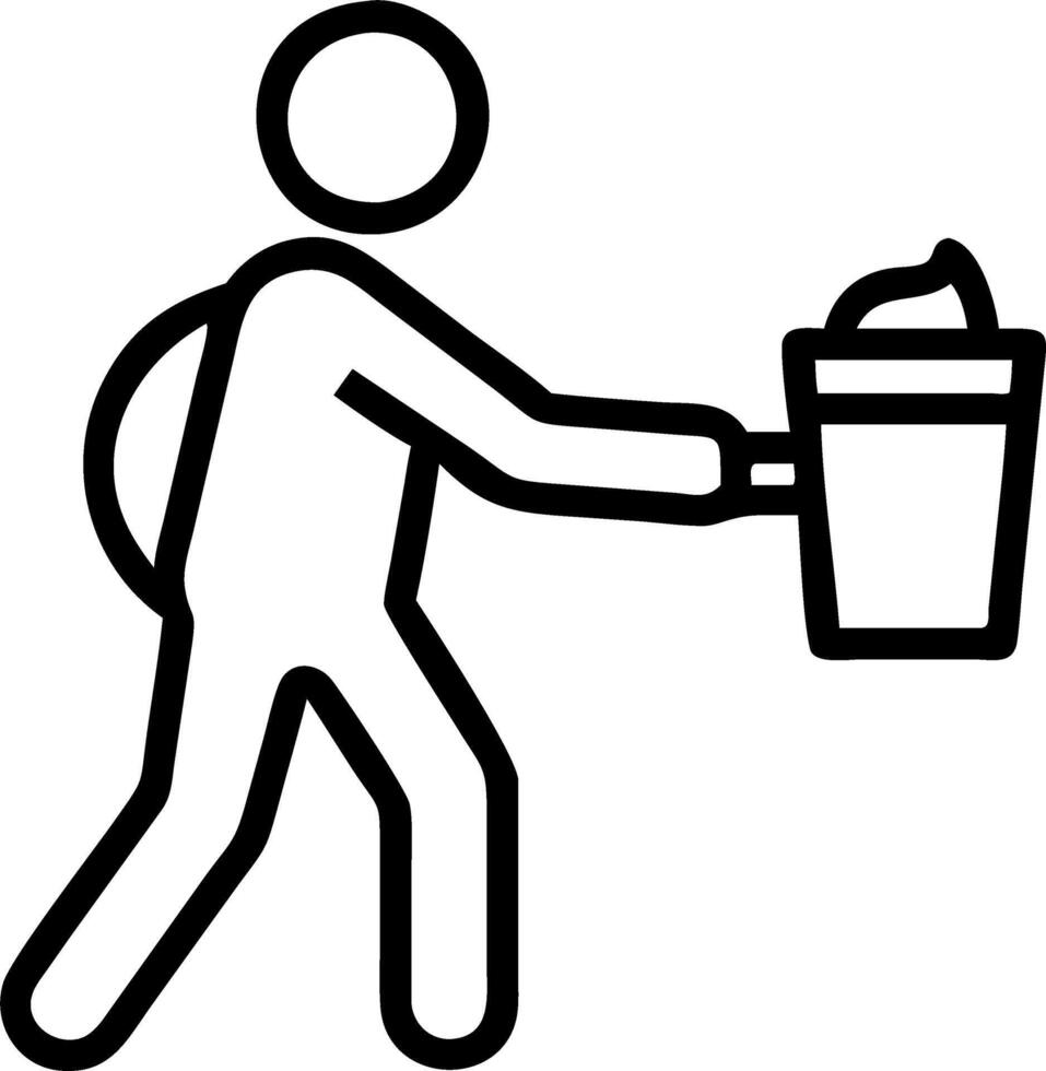 Man grabbing a coffee from a street vendor during a morning walk vector