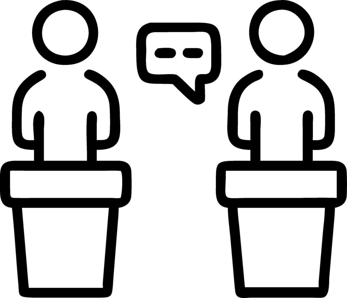 Post debate spin room interactions vector