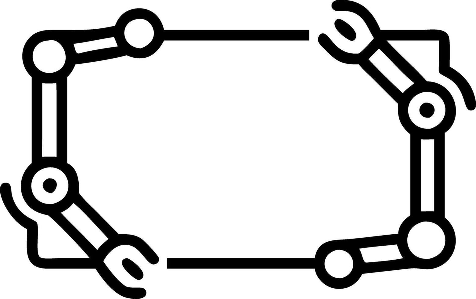 Robotic arm border with futuristic tools framing copy space vector