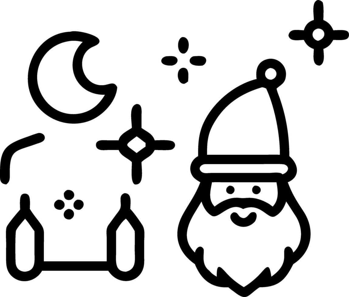 Santa with a Krathong and Glowing Stars vector