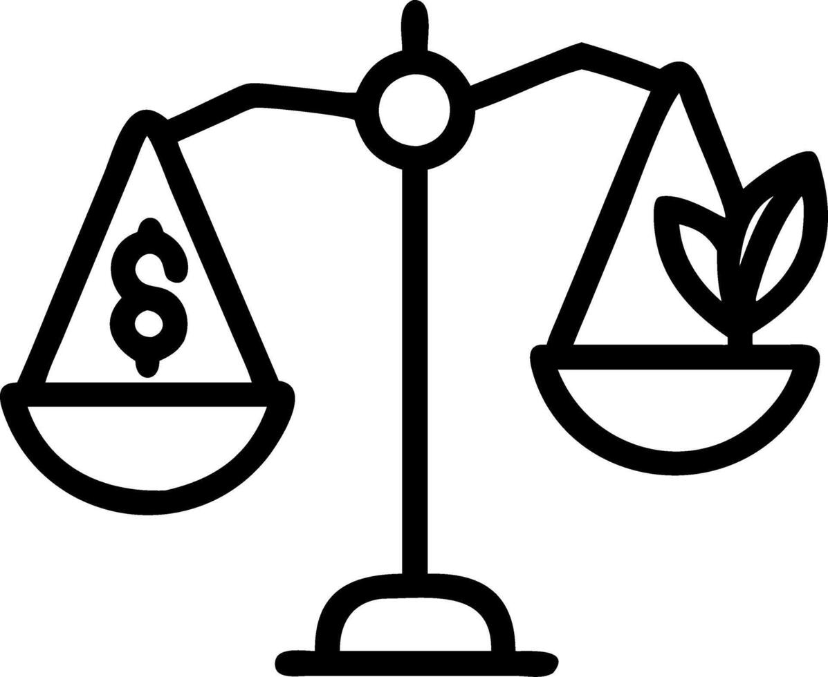 Scale Balancing Economy and Ecology Icons vector
