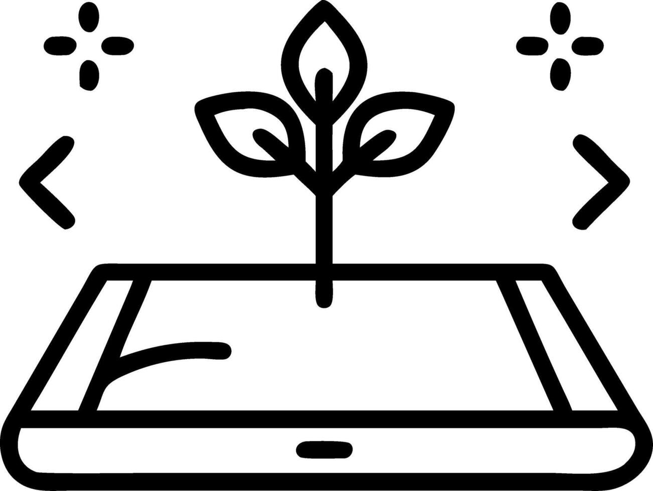 Tablet with Holographic Handshake and Plant vector