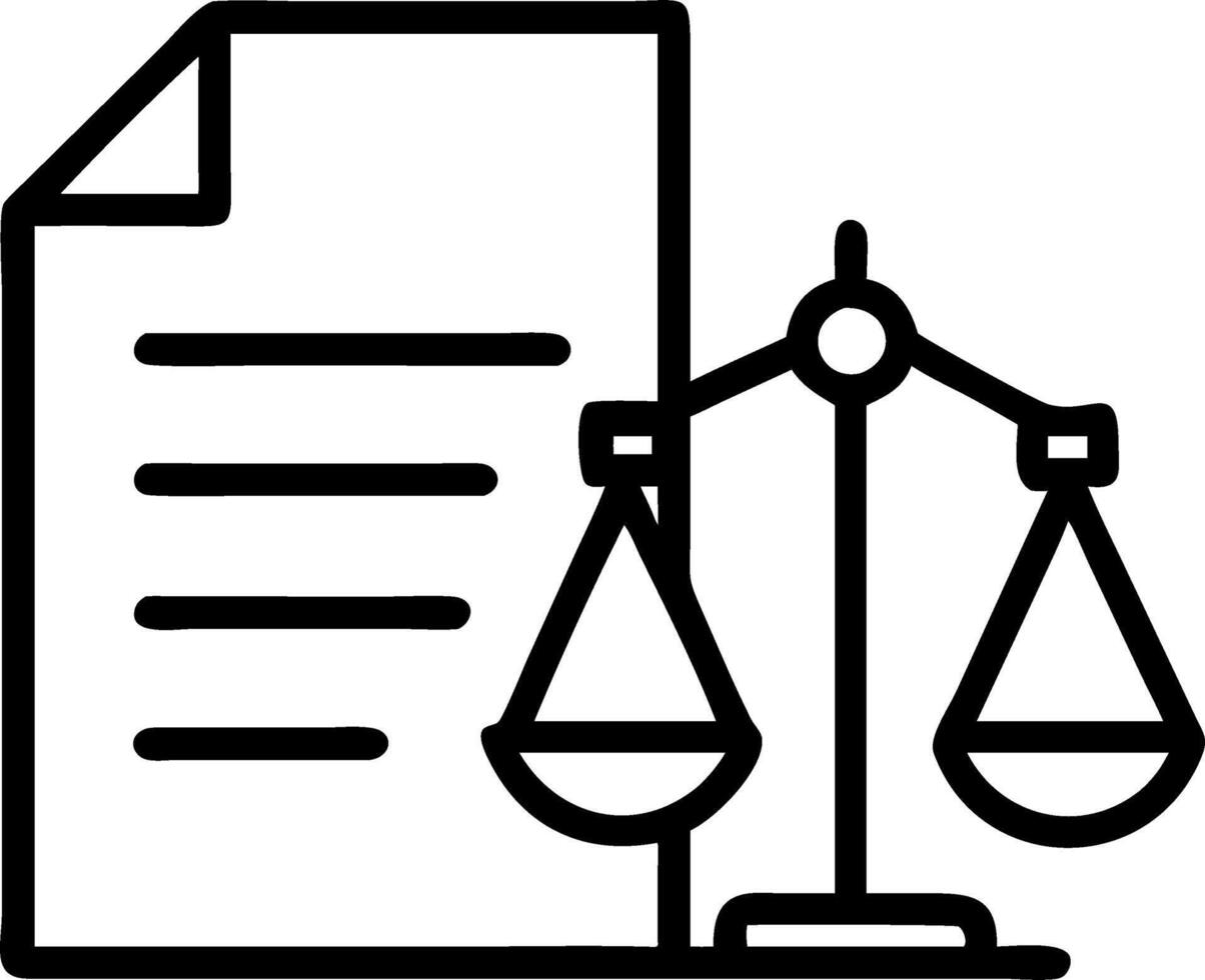 of isolated balance scale and document with the word Compliance vector